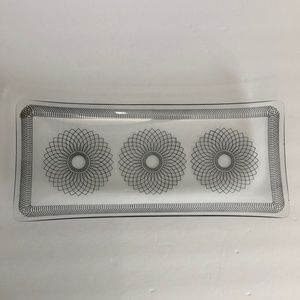 Vintage MCM Svend Jensen Swedish Glass Spirograph Design Tray Decor Piece